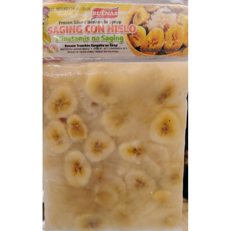 Frozen sliced banana in syrup 454g. 
