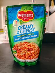 Del monte spaghetti sauce creamy and cheesy 500g. 