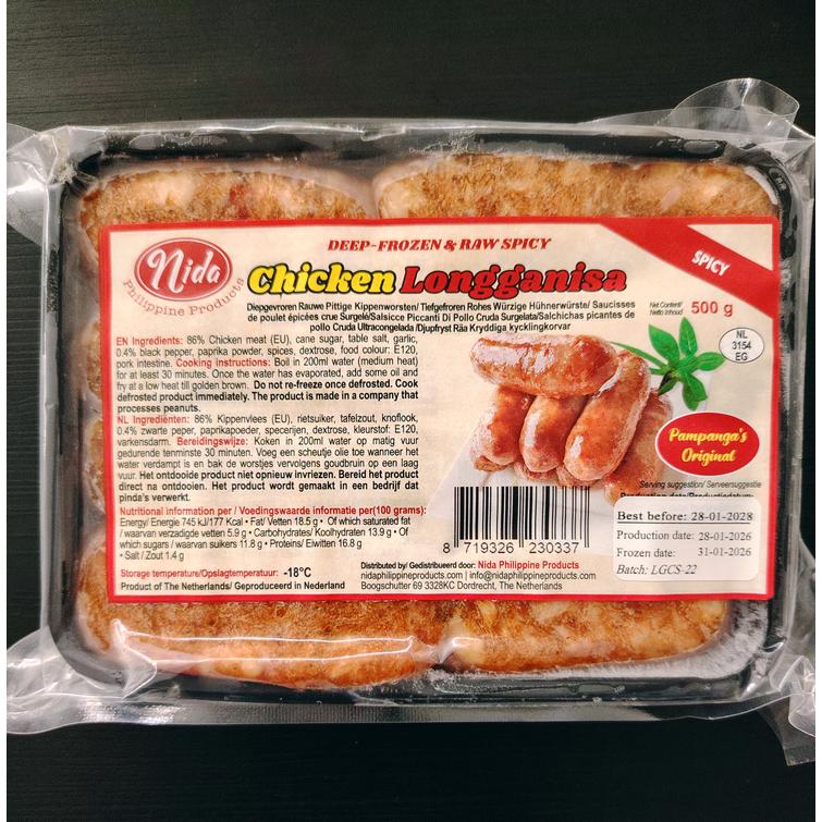 Nida chicken spicy longganissa 500g.