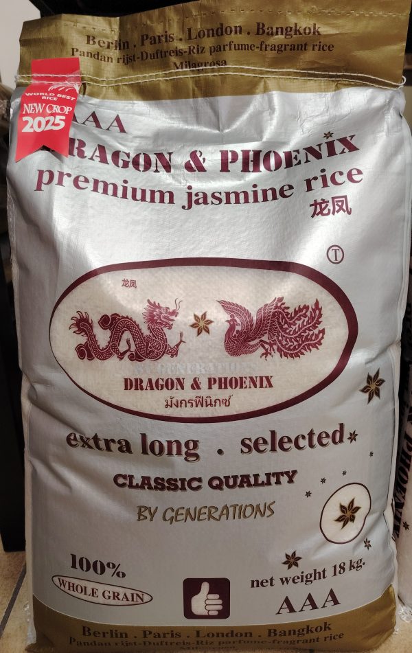 Premium Jasmine Rice, Dragon & Phoenix 18kg./pick up at store only or free door to door delivery( Joensuu only)